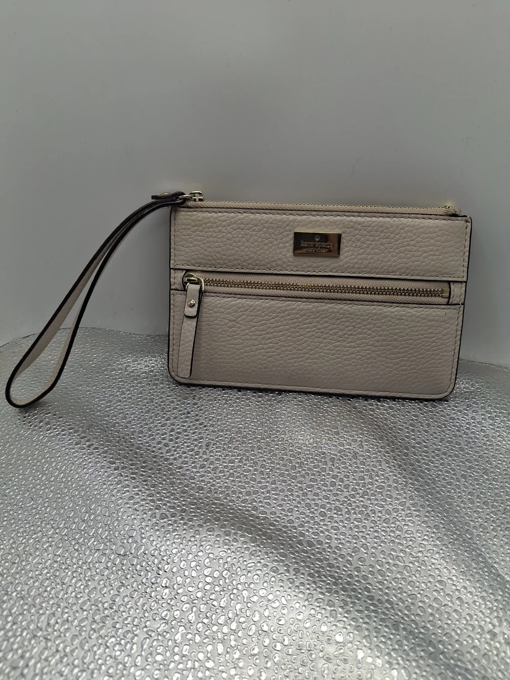 Kate Spade Cream Wristlet Clutch with Front Zip Pocket